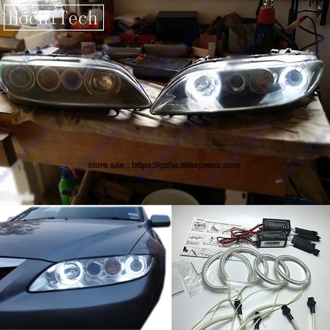 HochiTech For Mazda 6 Mazdaspeed6 Ultra Bright Day Light DRL CCFL Angel Eyes Demon Eyes Kit Warm White Halo Ring Car-styling ► Photo 1/1
