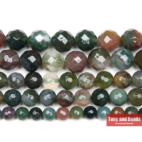 Free Shipping Natural Stone Faceted Indian Agates Round Loose Beads 15