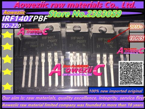 Aoweziic 2016+ 100% new imported original   IRF1407 IRF1407PBF TO220 FET 130A 75V ► Photo 1/2