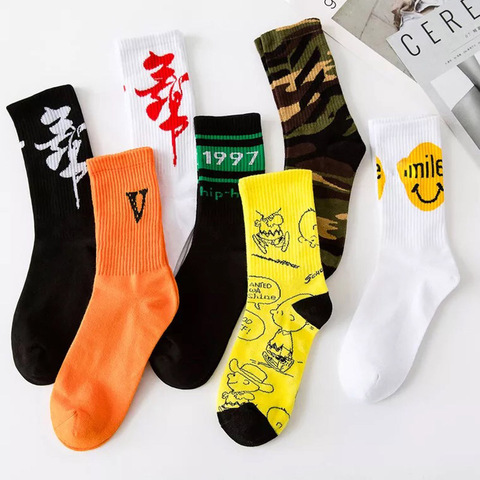 Creative High Quality Harajuku Fashion Men street Hip Hop Cotton Unisex happy socks Funny skateboard flame socks ► Photo 1/6