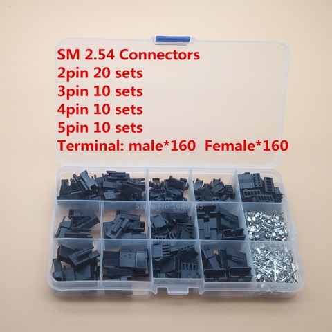 50sets sm connector 2.54mm 2p 3p 4pin 5 pin connector with housing pin header male female terminal wire connector ► Photo 1/4