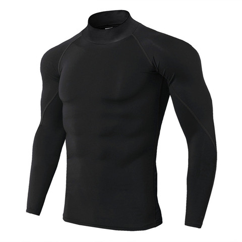 Mens Running Sport Shirts Gym Fitness Compression Skinny t shirt Male Jogging Training Black Solid Tee Tops Crossfit Sportswear ► Photo 1/6
