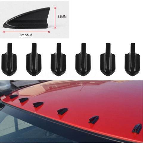 UV-protected & weatherproof 6pcs Black Car EVO-Style PP Roof Shark Fins Spoiler Wing Kit Vortex Generator ► Photo 1/6