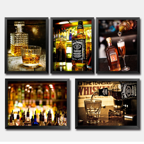 Bar Beer Wine Wall Art Canvas Painting Whisky Nordic Poster Bottle Pictures For Living Room Night Club Party Decor Unframed Alitools - Beer Bottle Wall Art