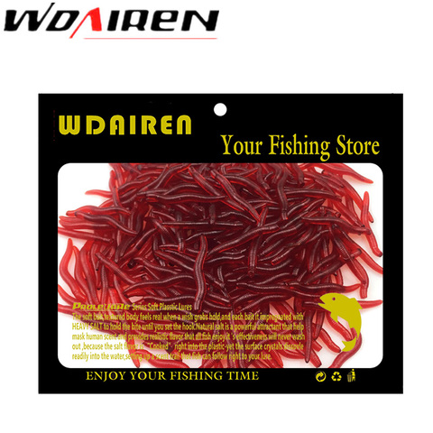 WDAIREN 100Pcs/lot Red Earthworm silicone bait Worms Artificial