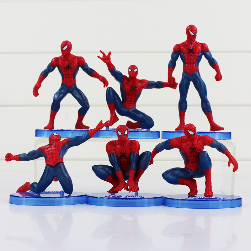 6pcs Spiderman Different Action Figure Decoration Collectible For Kid Gift 4-5CM 