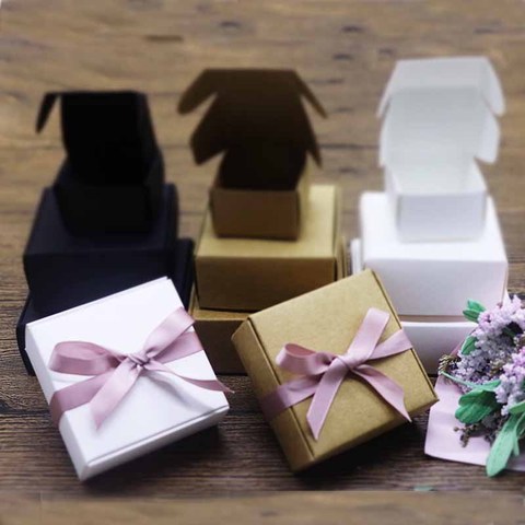 10pcs/lot 16sizes Vintage Kraft paper box, cardboard handmade soap box,white craft paper gift box,black packaging jewelry box ► Photo 1/6