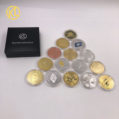 Bitcoin/Ethereum/Litecoin/Dash/Ripple/Monero/EOS coin 18 kind of Metal Physical silver/gold Plated Commemorative BTC Coin ► Photo 1/6
