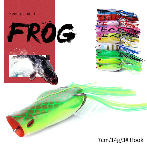 2022 HENGJIA 1PCS Frog Lure  Hard Bass Bait Snake head Lure 70mm/14g Topwater Sillicon Popper Frog Fishing Lures Fishing Tackle ► Photo 1/6