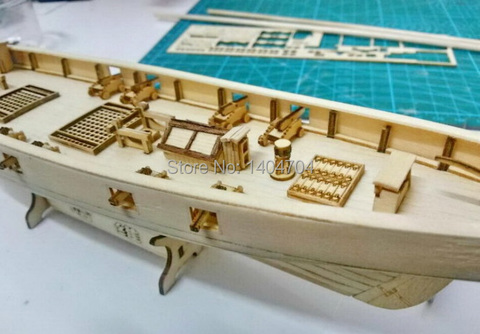 NIDALE Model Hobby sailboat model kit : Harvey 1847 western ship wooden model & Free 2 pcs wooden Barrels ► Photo 1/4