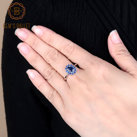 Gem's Ballet 1.89Ct Natural Blue Sapphire Gemstones Ring 925 Sterling Silver Vintage Flowers Rings For Women Gift Fine Jewelry ► Photo 1/6