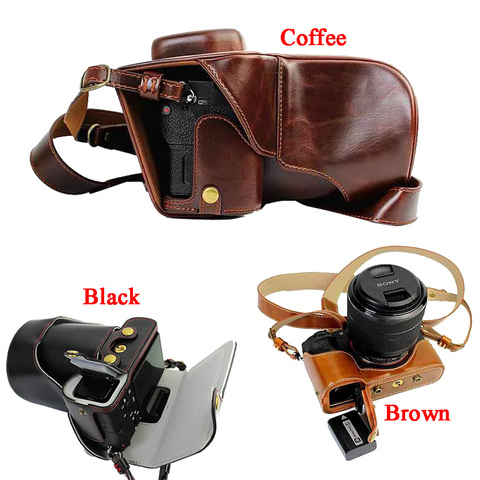 New Luxury Pu Leather Camera case For Sony A7II A7 Mark 2 A7R2  A7R II Camera Bag Cover With Strap Open battery design ► Photo 1/6