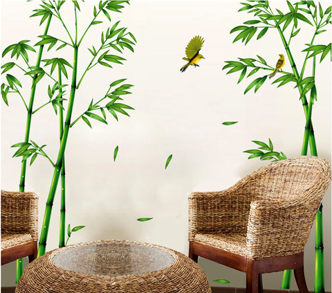 Removable Green Bamboo Forest Depths Wall Sticker Creative Chinese Style DIY Tree Home Decor Decals for Living Room Decoration ► Photo 1/6