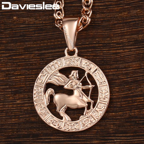 Davieslee Womens Sagittarius Zodiac Sign Pendant 585 Rose Gold Constellation Pendant Necklace For Woman Jewelry Wholesale DGP181 ► Photo 1/6