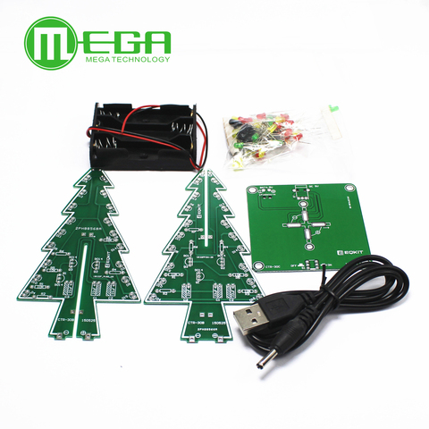 Three-Dimensional 3D Christmas Tree LED DIY Kit Red/Green/Yellow LED Flash Circuit Kit Electronic Fun Suite ► Photo 1/2