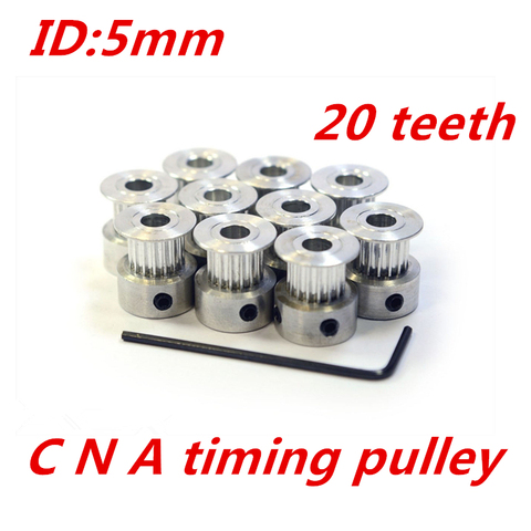5pcs GT2 Timing Pulley 20teeth Alumium Bore 5mm fit for GT2 belt Width 6mm ( 20 teeth ) ► Photo 1/1