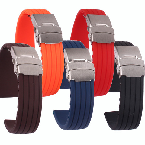 Buy 2 get 10% off) New fashion Silicone Rubber 18/20/22/24mm Solid Red/Black/brown Watch Army Military watchbands Strap Bands ► Photo 1/6