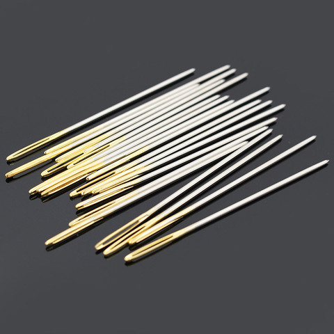 Leather Crafts Sewing Needle,Round Prism Head Blunt Pint,Pointed Sharp Tool for Embroidery Stitching Gold Tail Big Eye Needles ► Photo 1/6