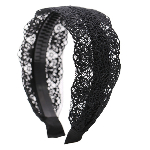 New Fabric Knitting bowknot Hairband Women Girls Non-slip Hair head hoop bands Accessories Mesh Yarn lace Wide Headband Headwear ► Photo 1/6