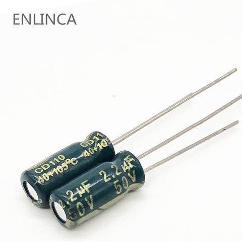 20pcs/lot Q04 high frequency low impedance 50v 2.2UF aluminum electrolytic capacitor size 5*11 2.2UF 20% ► Photo 1/1