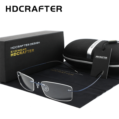 HDCRAFTER Mens Lightweight Titanium Rimless Eyeglasses Frames Prescription Optical Glasses Frame for women Frameless Frames ► Photo 1/6