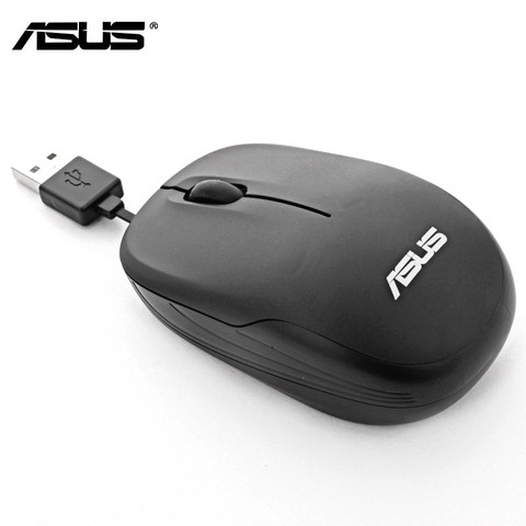 ASUS UT220 Retractable Cabel USB Optical Mouse For Laptop--Black ► Photo 1/4