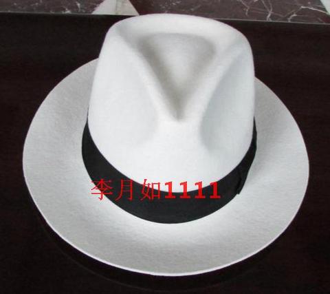 White Authentic Hat Black Contrasting Woolen Fedoras Cap Elegant 100% Wool Vintage Cowboy Cap Jackson Wool Hat White B-8139 ► Photo 1/4