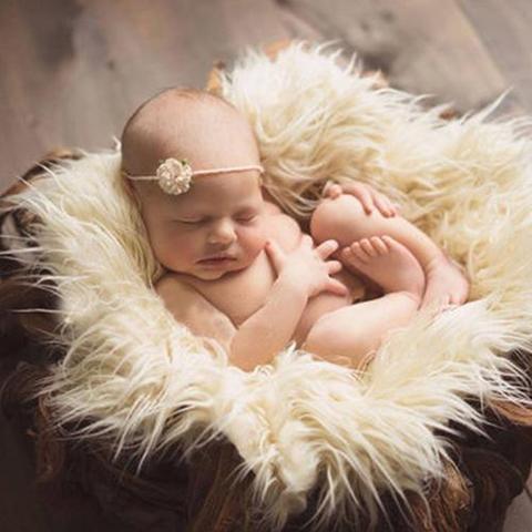 Faux Fur Photography Photo Prop Baby Newborn Wool Blanket Background Backdrop Rug Solid Photo Prop Background for kids baby rug ► Photo 1/6