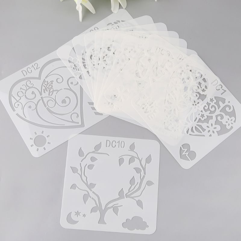 12PCS Layering Stencils for Wall Painting DIY Scrapbooking Stamp Paper Card HOT! 