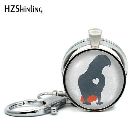 2022 New Arrival African Grey Parrot Keychains Cute Bird Keyring Parrots Photo Jewelry Glass Dome Key chain Hand craft Keyrings ► Photo 1/6