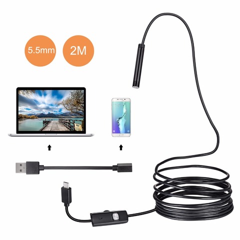 2022 New Mini Camera IP67 Waterproof USB Android Endoscope Borescope Snake Inspection Video Camera 5.5/7mm diameter Lens 1/2M ► Photo 1/6