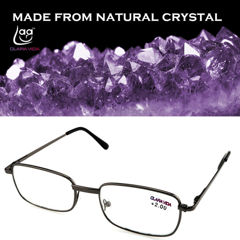 = Clara Vida [!two Pieces!] Full-rim Natural Crystal Lenses Alloy Frame Men Women Reading Glasses +1 +1.5 +2 +2.5 +3 +3.5 +4 ► Photo 1/6