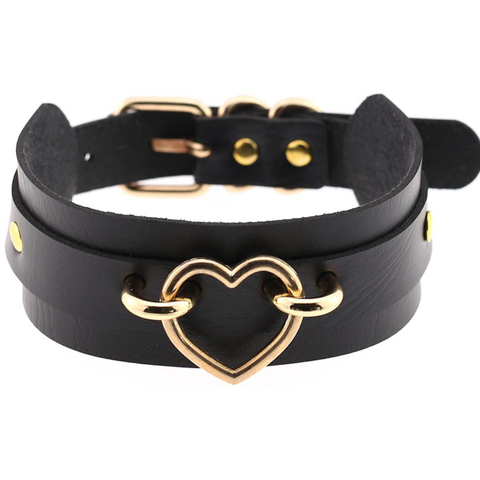 New Leather choker necklace gift for women Choker Heart Metal Laser Collar Chocker fashion jewelry ► Photo 1/6