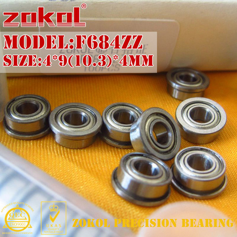 ZOKOL F684 ZZ bearing F684ZZ Flange bearing F684-ZZ Deep Groove ball bearing 4*9(10.3)*4mm ► Photo 1/6