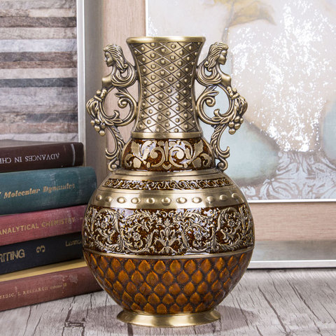 Size S Height 25cm Vintage Home Decor Antique Flower Carved Metal Vase Luxury Tabletop Art Craft Decoration Home Ornaments Gift  ► Photo 1/5