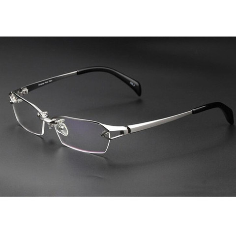 100% Luxary Pure Titanium Silver Eyeglass Frames Glasses Spectacles Half Rimless Rx able ► Photo 1/6