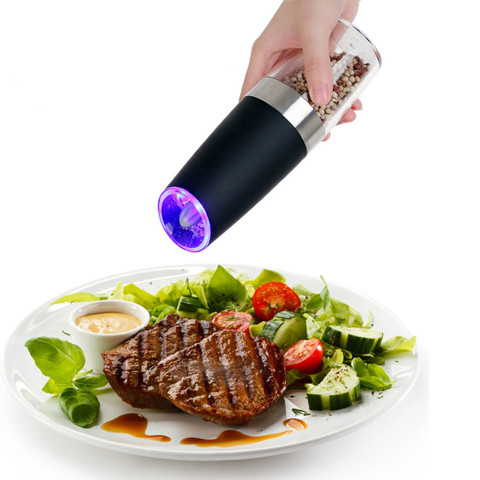 Automatic Electric Pepper Grinder LED Light Salt Pepper Grinding Bottle Free Kitchen Seasoning Grind Tool Automatic Mills 2022 ► Photo 1/6