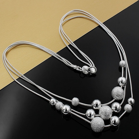 Fine jewelry charm silver color bead necklace classic high-quality fashion For women lady wedding chain wholesale gift N020 ► Photo 1/4