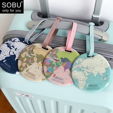 Fashion Map Luggage Tag Women Travel Accessories Silica Gel Suitcase ID Address Holder Baggage Boarding Tag Portable Label N083 ► Photo 1/6