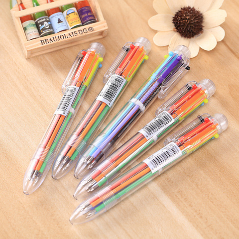 50 pcs wholesale Ballpoint Pens Creative Stationery transparent 6 Color pressing Color Ball Pen Oil Pen Stationery ► Photo 1/5