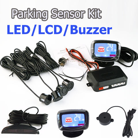 Hippcron Car Parking Sensor Kit Buzzer / Led / Lcd Display 4 Sensors 22mm Reverse Backup Parking Radar Monitor System ► Photo 1/6