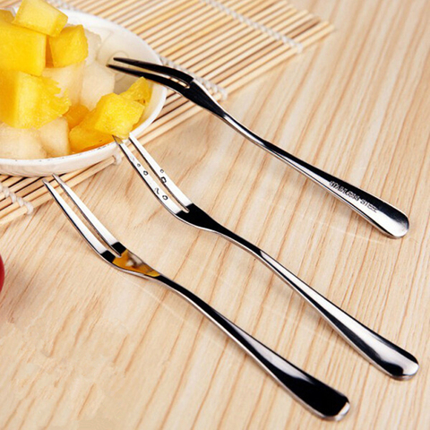 10pcs/lot 13cm Stainless Steel Fruit Forks For Restaurant Cafeteria Home Party Dessert Fork Lovely Fruit Fork Tableware ► Photo 1/5