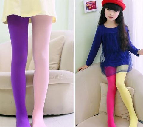 Girls candy color tights for baby kids cute velvet pantyhose contrast Combination color girl spring/autumn warm dance stockings ► Photo 1/6