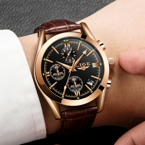 2022 LIGE Watch Men Sport Quartz Fashion Leather Clock Mens Watches Top Brand Luxury Waterproof Business Watch Relogio Masculino ► Photo 1/6