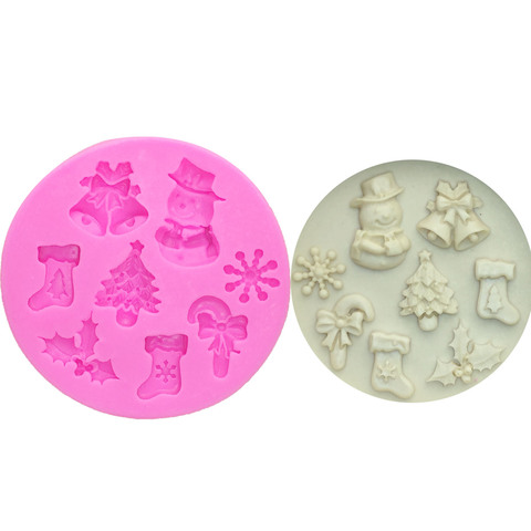 M0130 Food Grade 3D Christmas Tree/Bell/Snowman/Snowflake/sock Shape Silicone Mold Cake Decorating Tool ► Photo 1/6