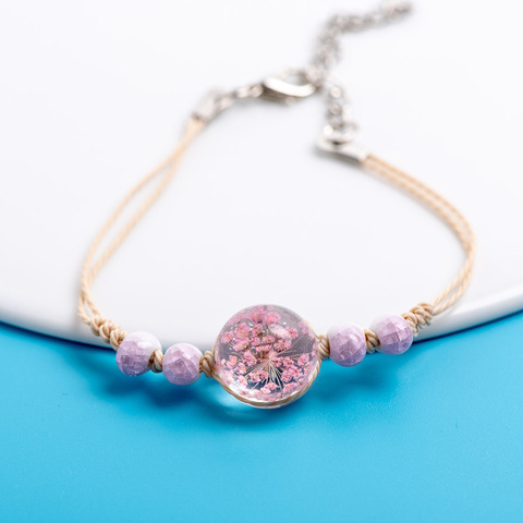Crystal Transparency Flower Charms Bracelets Original jewelry Glass Ball Chain & link bracelet Jewelry & Accessories #EZ418 ► Photo 1/5