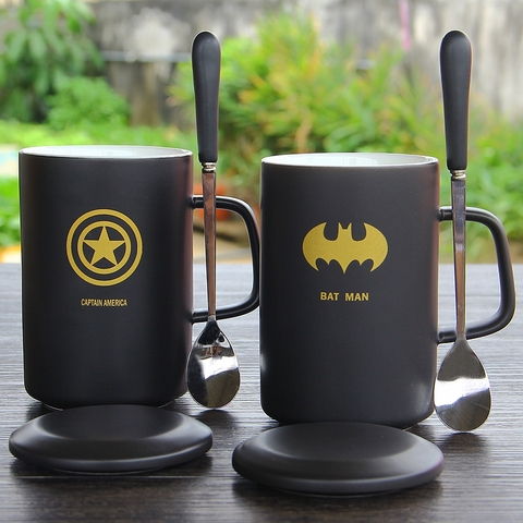 Creative 400ml Super Hero Theme Coffee / Milk / Tea Mugs Cup, Office Europe Style Water Cup With Cover And Spoon ► Photo 1/6