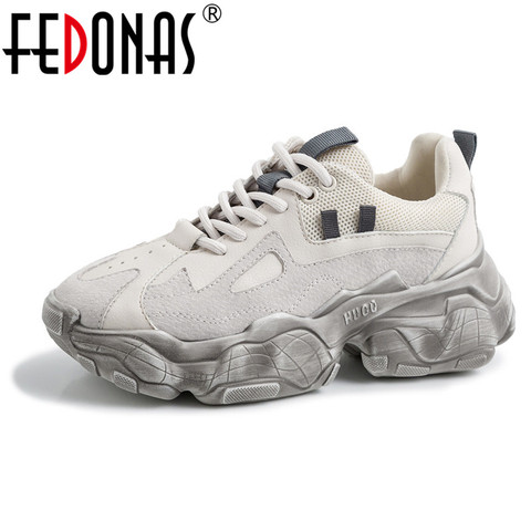 FEDONAS Casual Fashion Women Sneakers Genuine Laeather Lace-Up Flats Spring Summer Casual Sport Shopping Comfortable Shoes Woman ► Photo 1/6