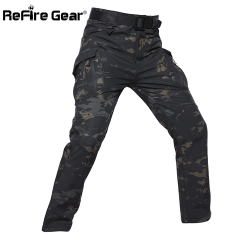 ReFire Gear IX9 Style Soft Shell Tactical Camouflage Pants Men Waterproof Military Cargo Fleece Pants Winter Warm Army Trousers ► Photo 1/6