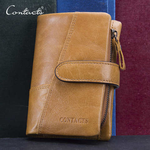 CONTACT'S Top Quality New Arrival Genuine Leather Wallet Men Short Wallets Luxury Card Holder Price Male Purse Coin Bag Portmone ► Photo 1/6